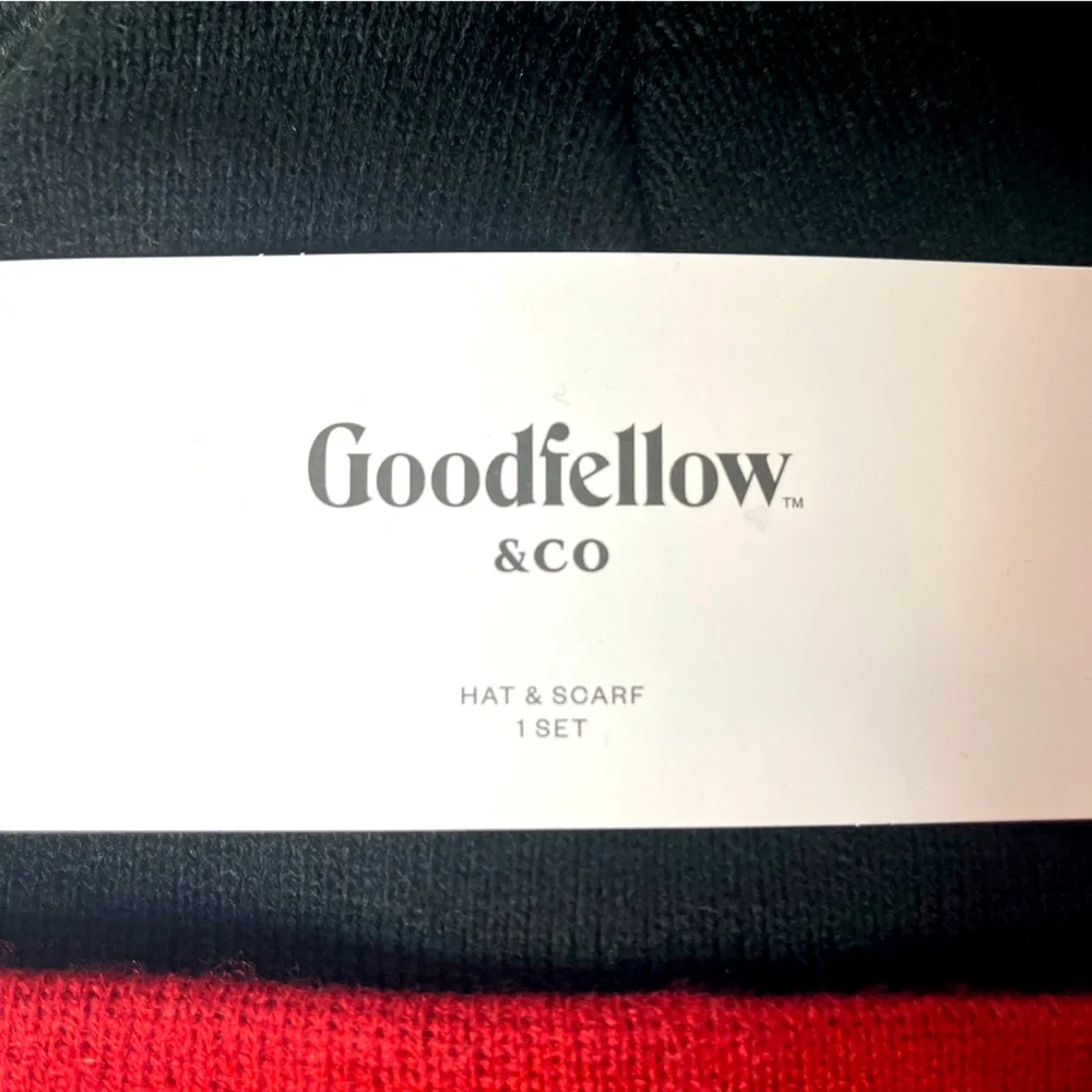 Goodfellow & Co Plaid Woven Hat & Scarf Set Red Gray Black New!